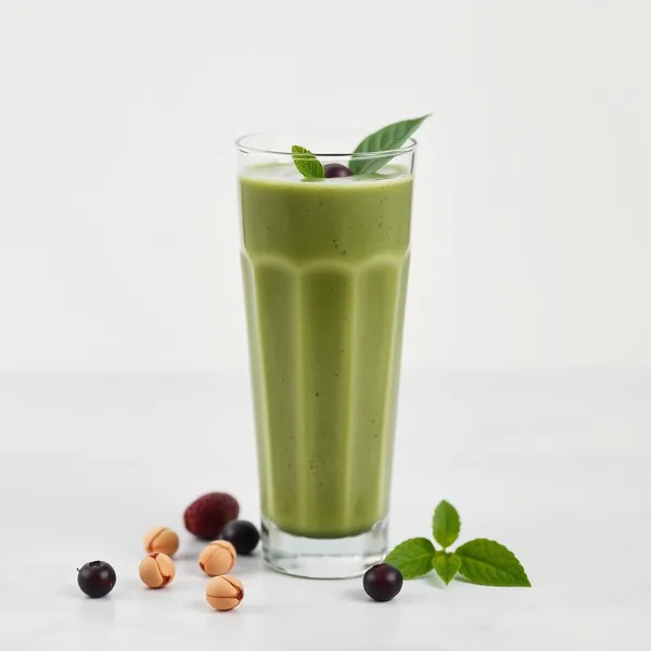 Smoothie aus Pistazienmilch und Spirulina nach dem Training