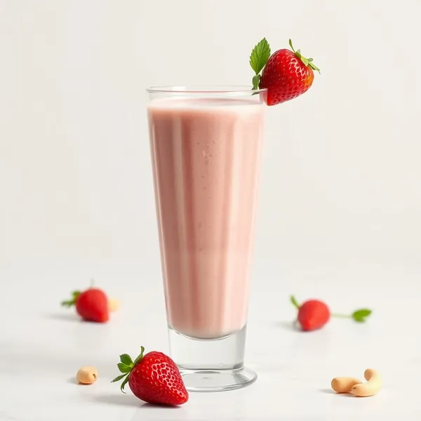 Smoothie de Morango e Leite de Caju Pós-Treino