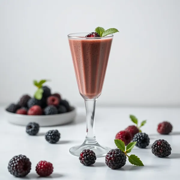 Smoothie aus Kaltem Kaffee mit Brombeeren Vor dem Training