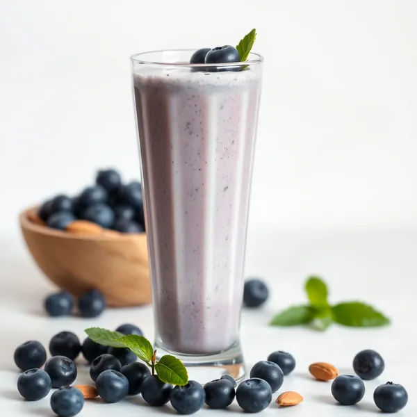 Smoothie Pré-Treino de Mirtilo, Amêndoa e Leite de Coco