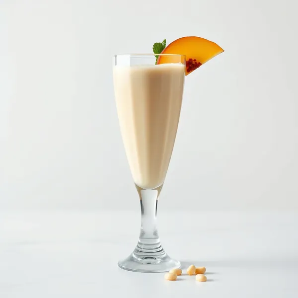 Pfirsich-Macadamia-Milch-Smoothie vor dem Training