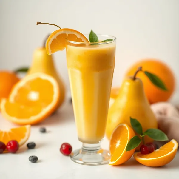 Smoothie de Pera e Suco de Laranja Pré-Treino