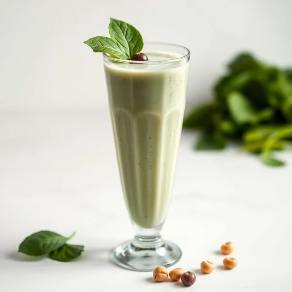 Smoothie mit Spinat und Macadamia-Milch vor dem Training