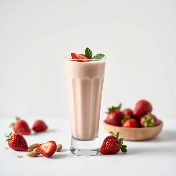 Smoothie de Morango e Leite de Amêndoa Pré-Treino