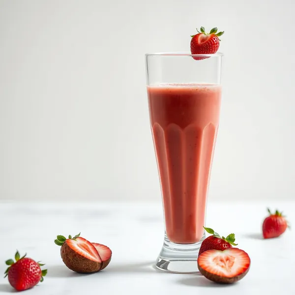 Smoothie de Morango e Água de Coco Pré-Treino