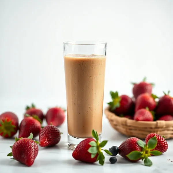 Smoothie aus Kaltem Kaffee mit Erdbeeren Vor dem Training