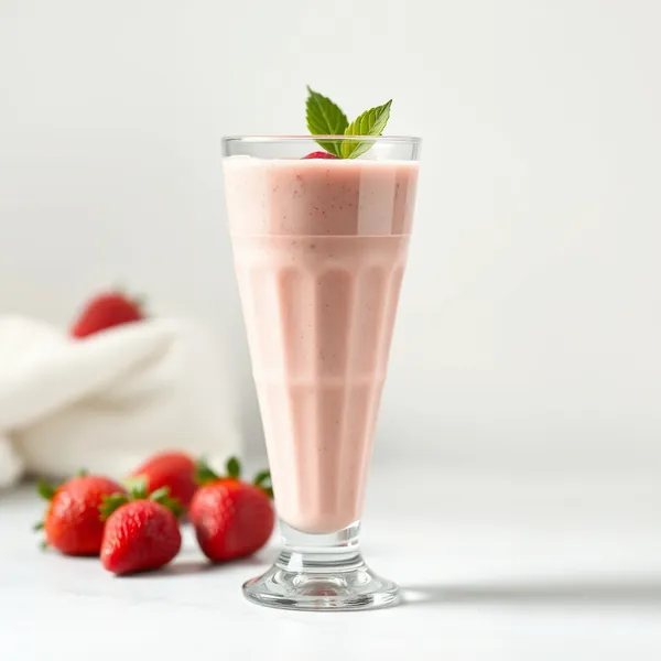 Smoothie aus Erdbeer-Kefir vor dem Training
