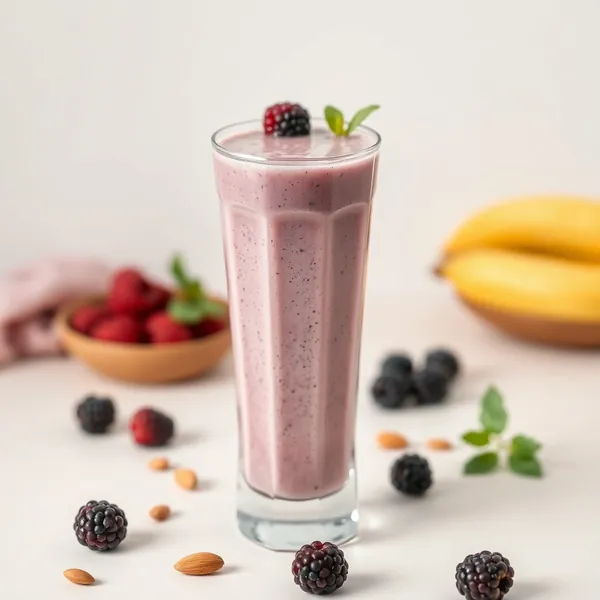 Smoothie Rinfrescante di More, Mandorla e Latte di Cocco