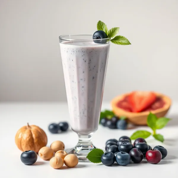 Smoothie Rinfrescante ai Mirtilli e Latte di Macadamia