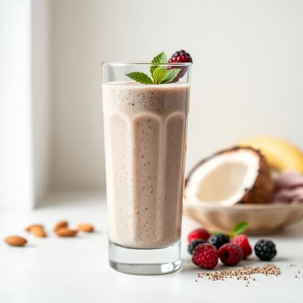 Smoothie Rafraîchissant aux Graines de Chia, Lait d'Amande et de Coco