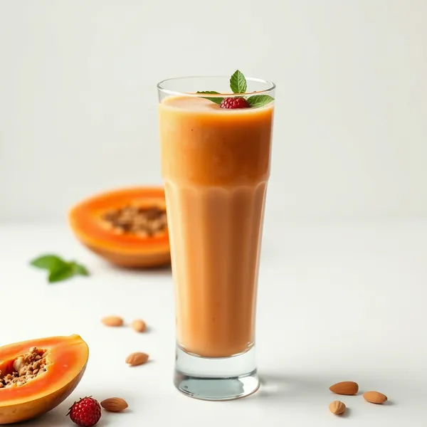 Erfrischender Papaya Mandel Kokosmilch Smoothie