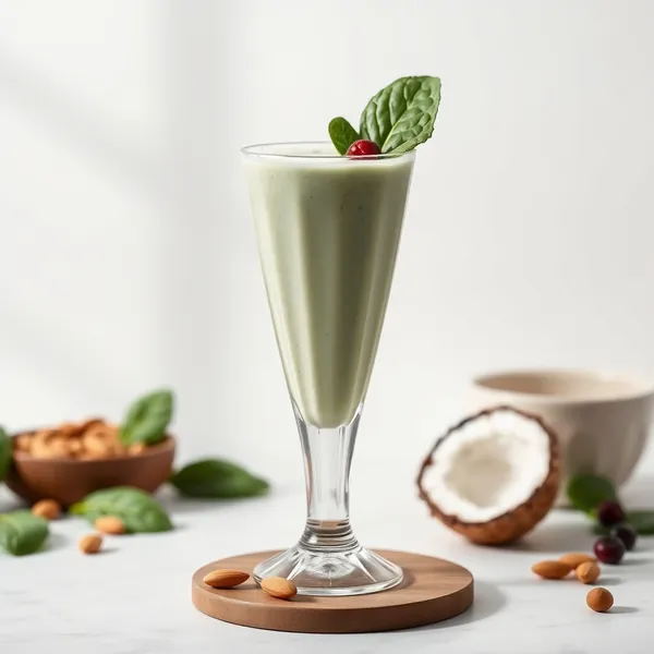 Smoothie Rafraîchissant aux Épinards, Amandes et Lait de Coco