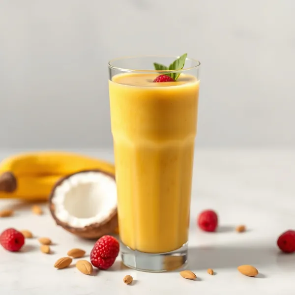 Smoothie Rafraîchissant au Curcuma, Amande et Lait de Coco