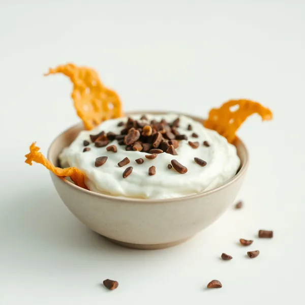 Panna Acida con Cipolla e Nibs di Cacao