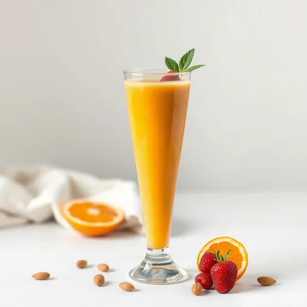 Smoothie de Manteiga de Amêndoa e Suco de Laranja Sem Açúcar