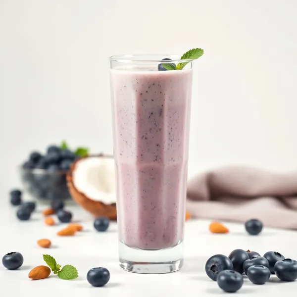Smoothie Sem Açúcar de Mirtilo, Amêndoa e Leite de Coco