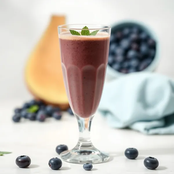 Smoothie aus Kaltem Kaffee mit Blaubeeren ohne Zucker