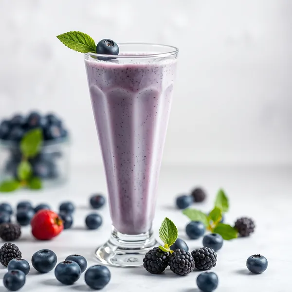 Smoothie au Lait de Riz Sans Sucre et Myrtilles