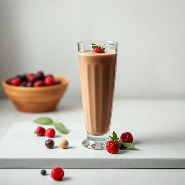 Smoothie aus Zuckerfreiem Kakaopulver und Macadamianussmilch