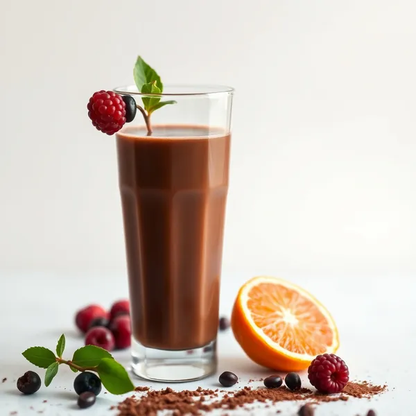 Smoothie de Cacau em Pó Sem Açúcar e Suco de Laranja