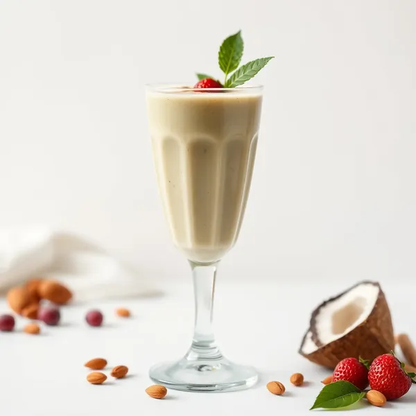 Smoothie Sem Açúcar de Matcha, Amêndoa e Leite de Coco