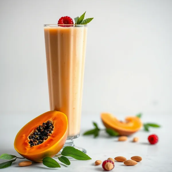 Batido Sin Azúcar de Papaya, Almendra y Leche de Coco