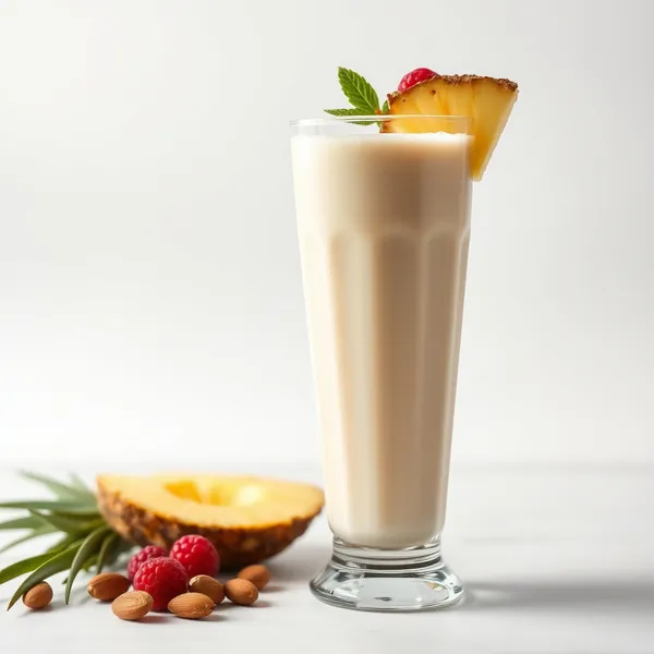 Smoothie Sem Açúcar de Abacaxi, Amêndoa e Leite de Coco