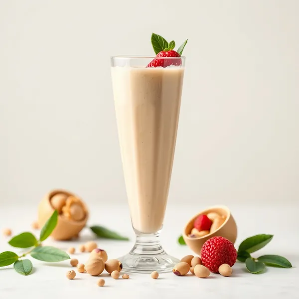 Smoothie mit Pistazienmilch und zuckerfreiem Proteinpulver