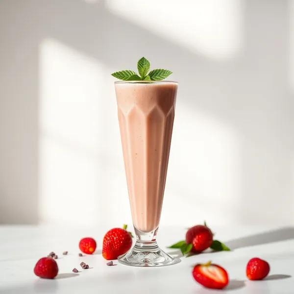 Smoothie Sem Açúcar de Morango e Leite de Cânhamo