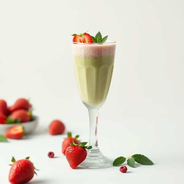 Smoothie de Morango e Matcha Sem Açúcar