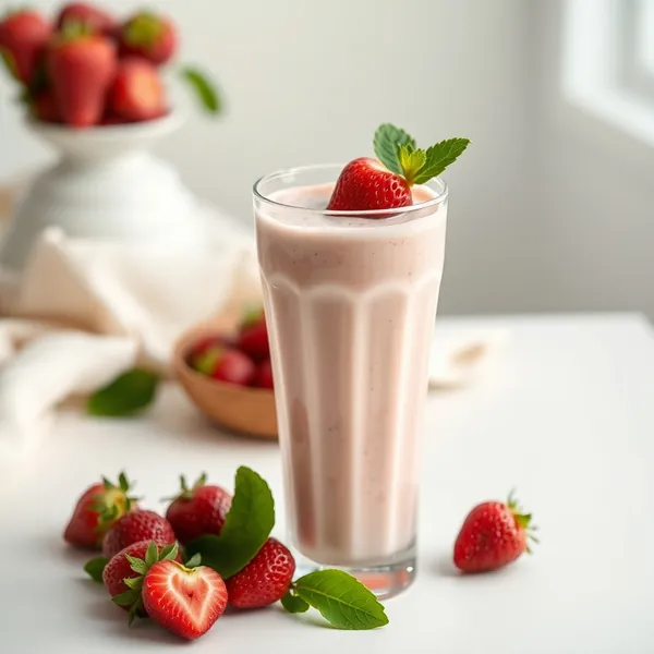 Smoothie Sem Açúcar de Morango e Leite de Ervilha
