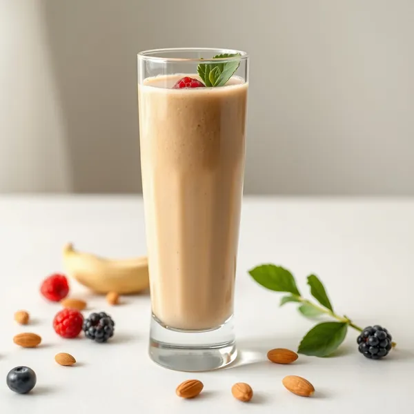Smoothie aus Mandelbutter und Reis-Milch