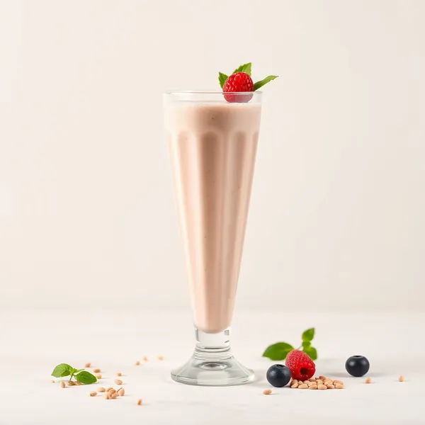 Smoothie aus Dinkelmilch mit Proteinpulver