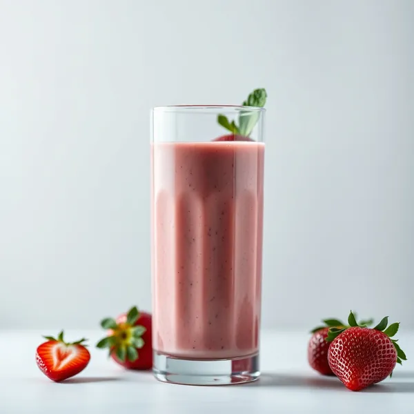 Smoothie aus Dinkelmilch und Erdbeeren Superfood