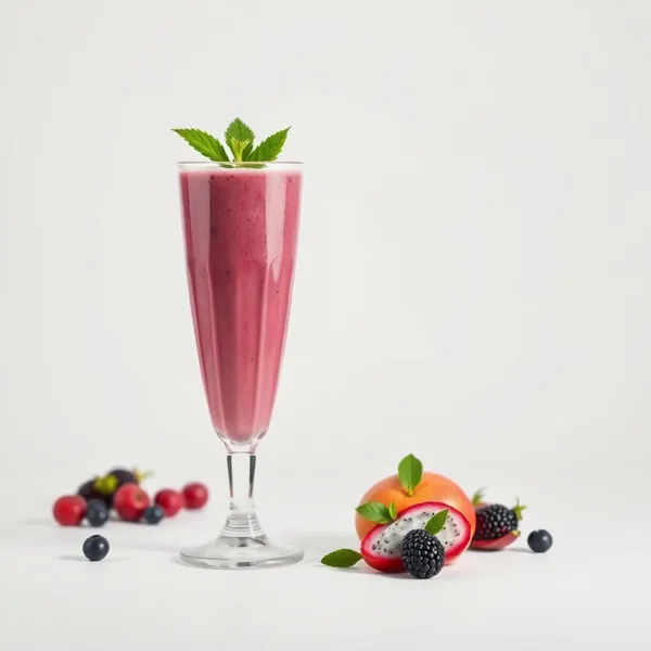 Smoothie aus Apfelsaft und Dragonfruit mit Beeren
