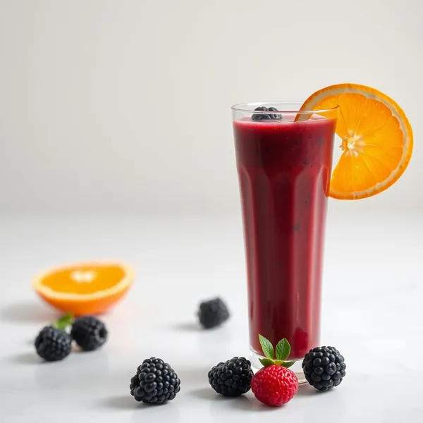 Smoothie de Suco de Laranja e Amora Tropical