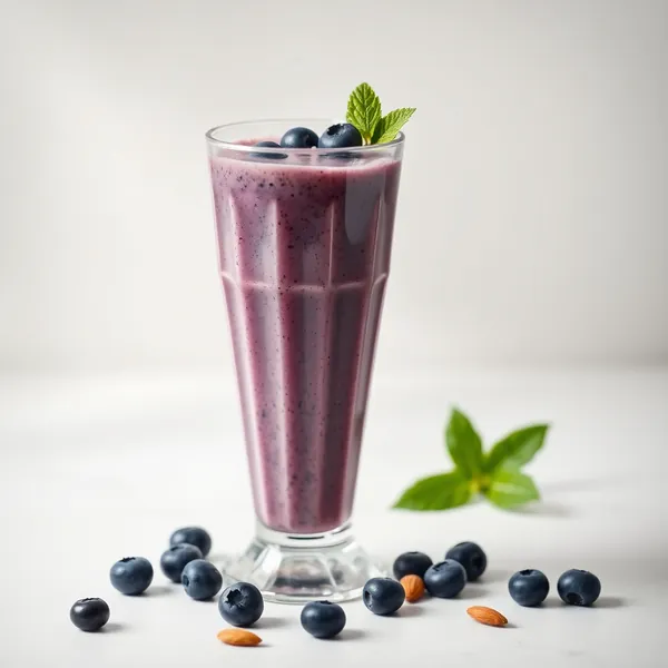 Smoothie aus Blaubeere, Mandel und Kokosmilch