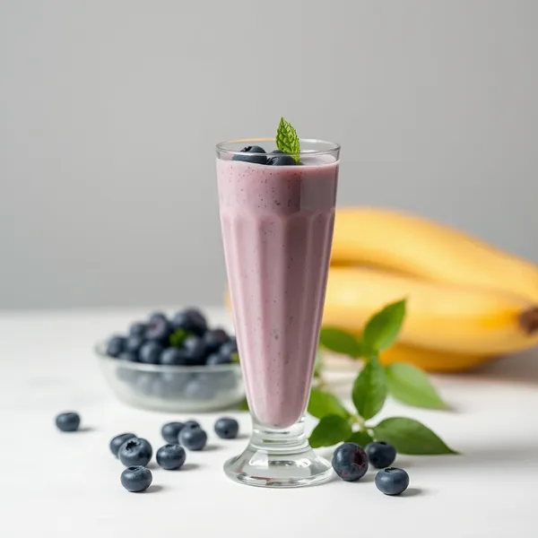 Smoothie aus Dinkelmilch und Heidelbeeren