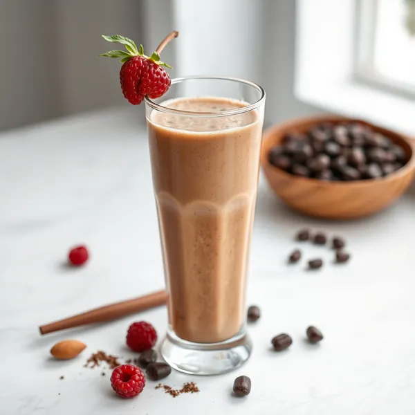 Smoothie au Cacao en Poudre, Amande et Lait de Coco