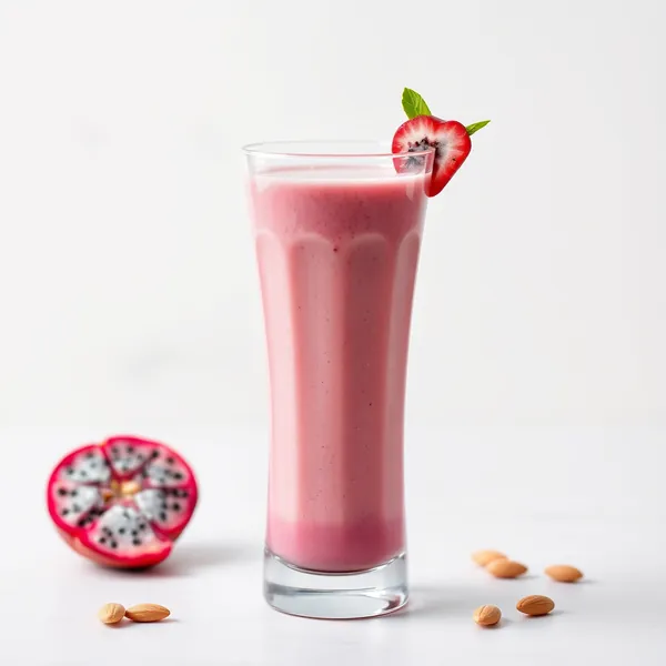 Smoothie aus Drachenfrucht, Mandel und Kokosmilch