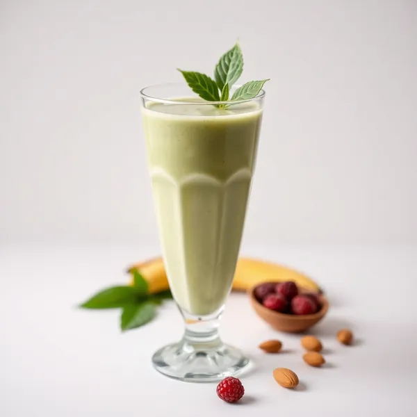 Tropischer Matcha Mandel Kokosmilch Smoothie