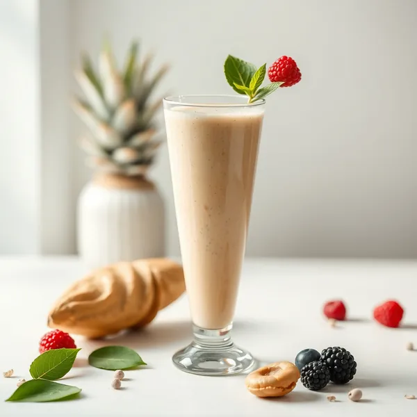 Smoothie Tropical de Manteiga de Amendoim e Leite de Espelta