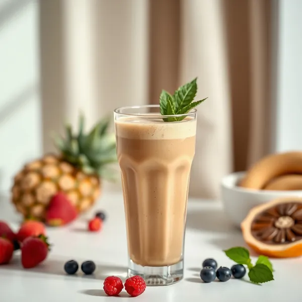 Smoothie de Café Froid avec Protéine Tropicale