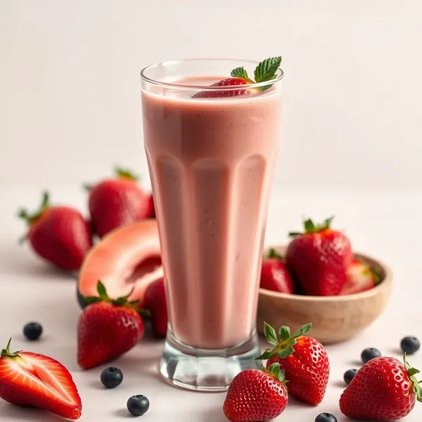 Smoothie de Leite de Cânhamo e Morango Tropical