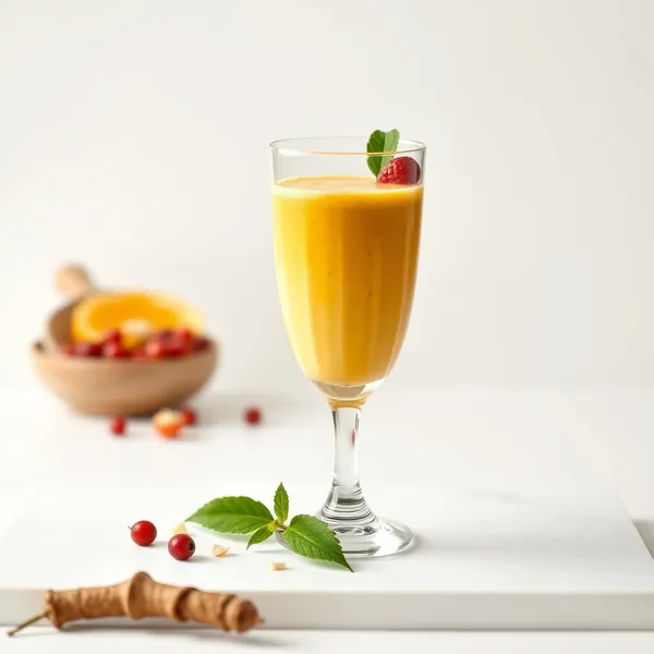Batido de Leite de Macadamia e Cúrcuma Tropical