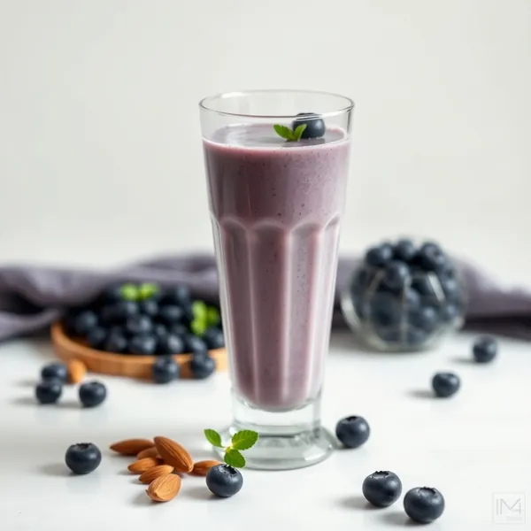 Smoothie Vegano ai Mirtilli, Mandorla e Latte di Cocco