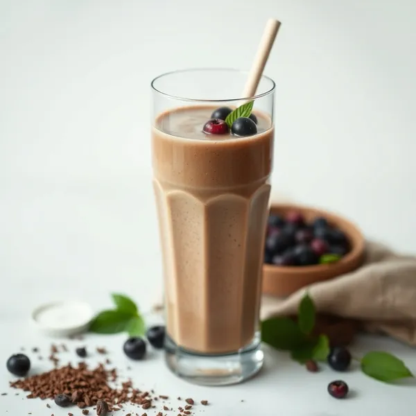 Smoothie de Cacau em Pó e Leite de Arroz Vegano