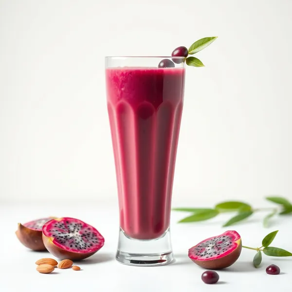 Smoothie Vegan de Fruit du Dragon, Amande et Lait de Coco