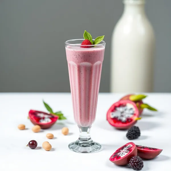 Smoothie Vegano de Fruta Dragão e Leite de Macadamia