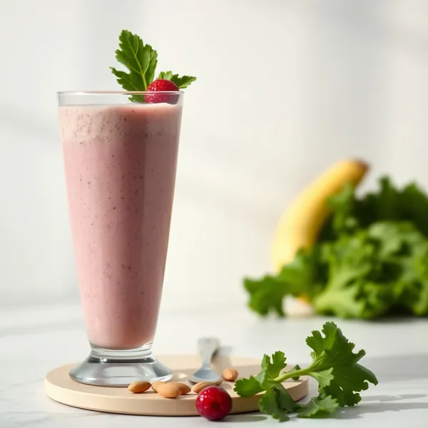 Smoothie Vegano de Couve, Amêndoa e Leite de Coco